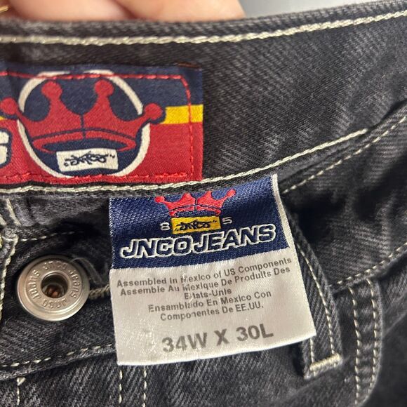 JNCO Rare VINTAGE 90s Y2K  Black Wide Leg Jeans 34W x 30L - Picture 4 of 8